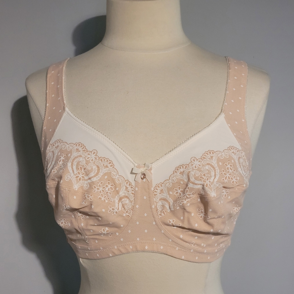 Anita Cream and Tan Lace Bra Intimates Size 38C